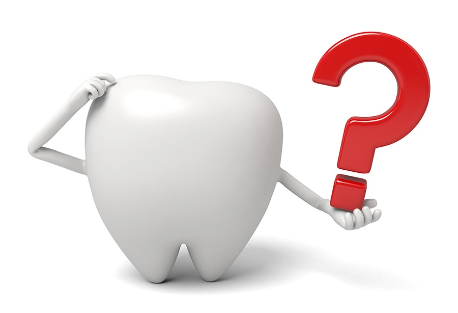 Animated tooth holding question mark