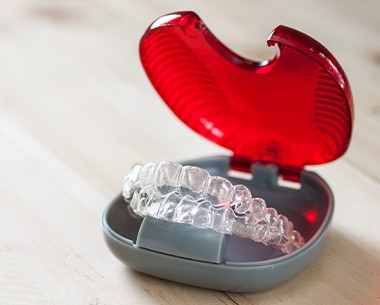Invisalign aligners in a carrying case