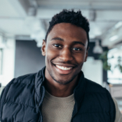 Man with healthy smile after dental care