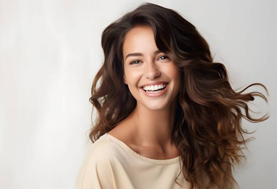 Smiling, beautiful woman with perfect teeth