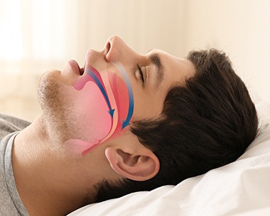 Man with airway animation over his facial profile