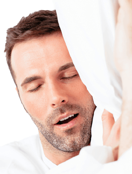 Man sleeping on his side with his mouth open