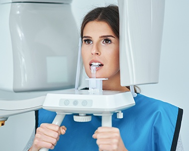 Woman receiving digital x-rays