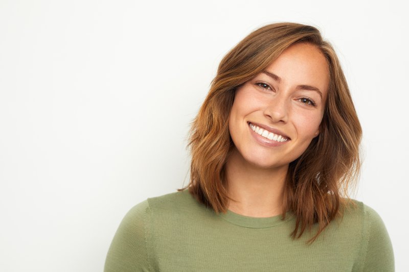 a woman smiling