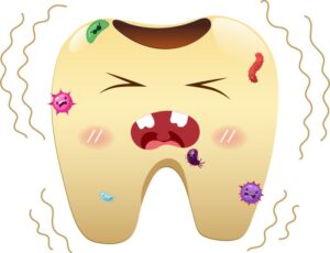 Digital image of tooth suffering due to bacteria 